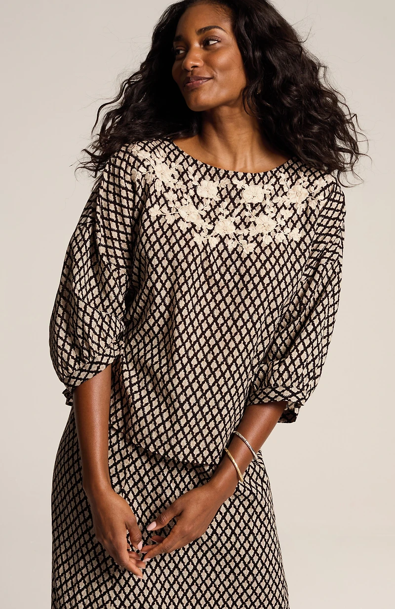 pure jill hand-embroidered top