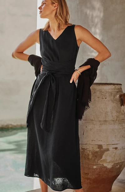 pure jill linen tie-waist maxi
