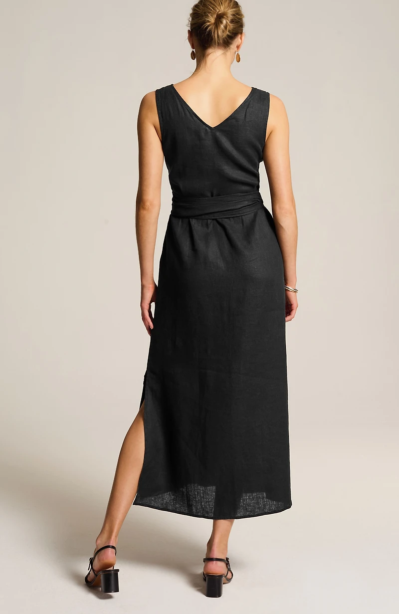pure jill linen tie-waist maxi