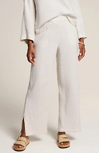 pure jill textured cotton-gauze pants