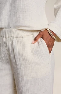 pure jill textured cotton-gauze pants