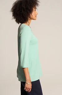 wearever buttoned split-neck top