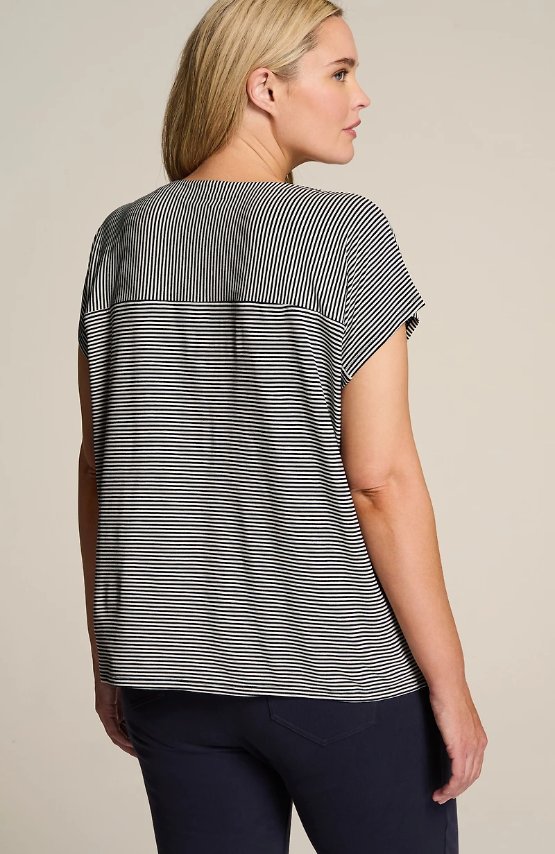 wearever striped v-neck tee