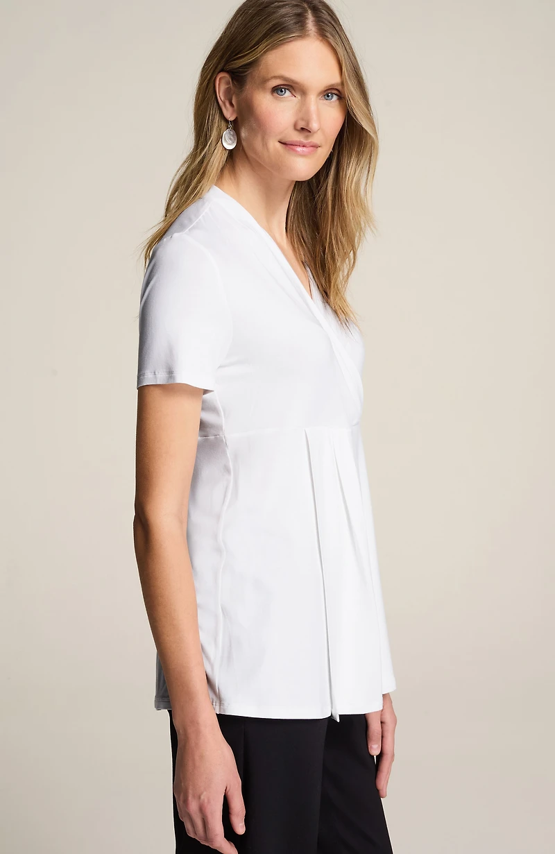 wearever draped-neck wrap-front top