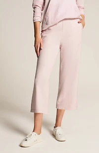 fit garment-dyed embroidered wide-leg crops
