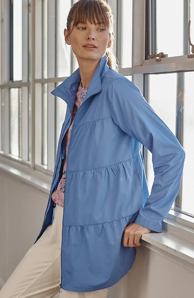 fit water-repellent tiered anorak