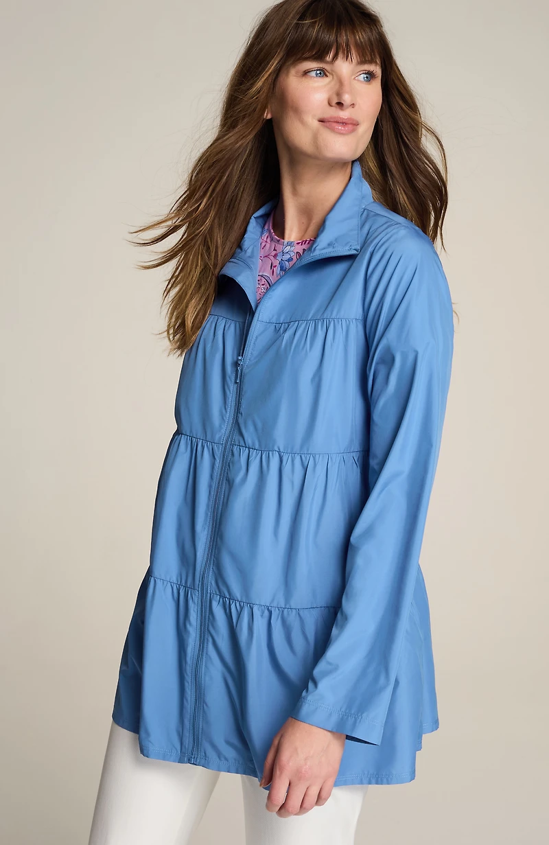 fit water-repellent tiered anorak