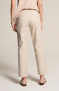 fringe-hem pima-chino pants
