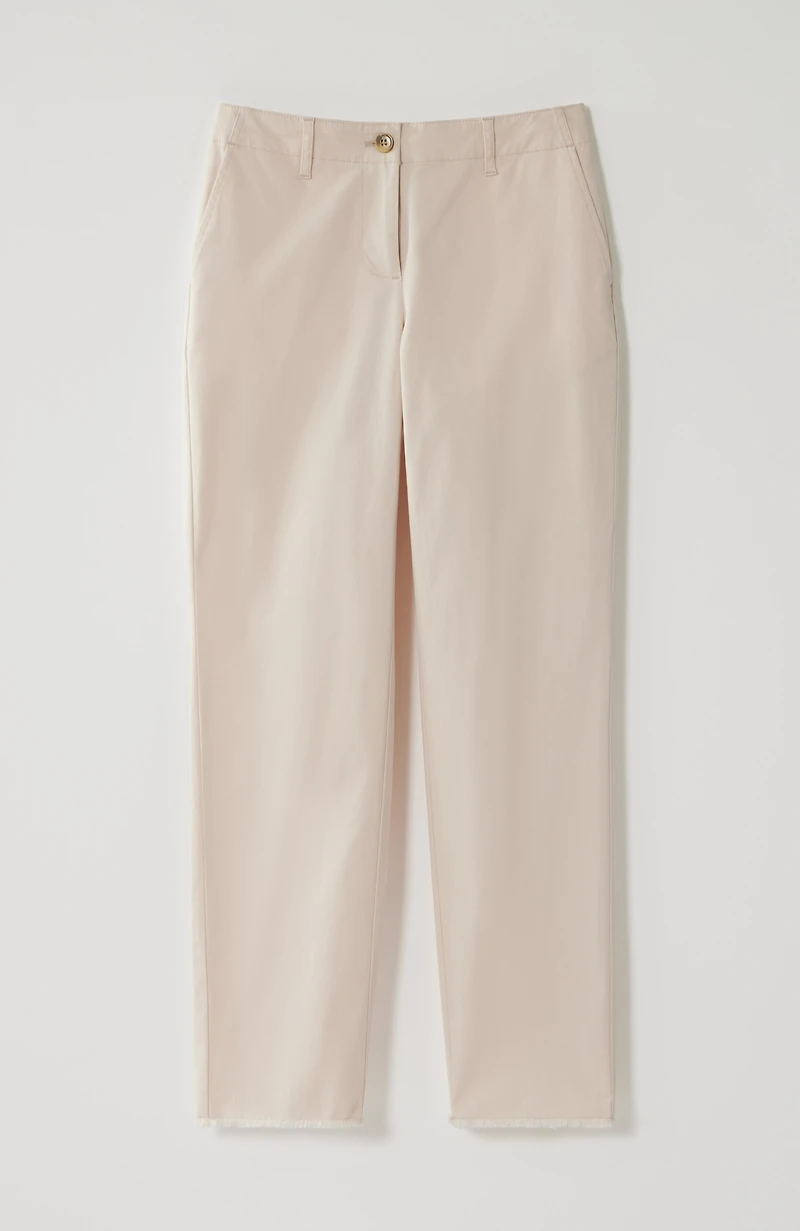 fringe-hem pima-chino pants