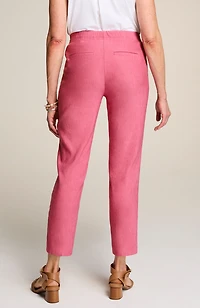 linen-stretch angled-pocket slim-leg pants