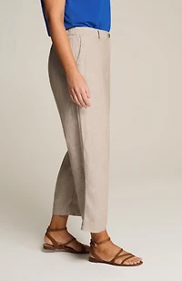linen creased-front wide-leg pants