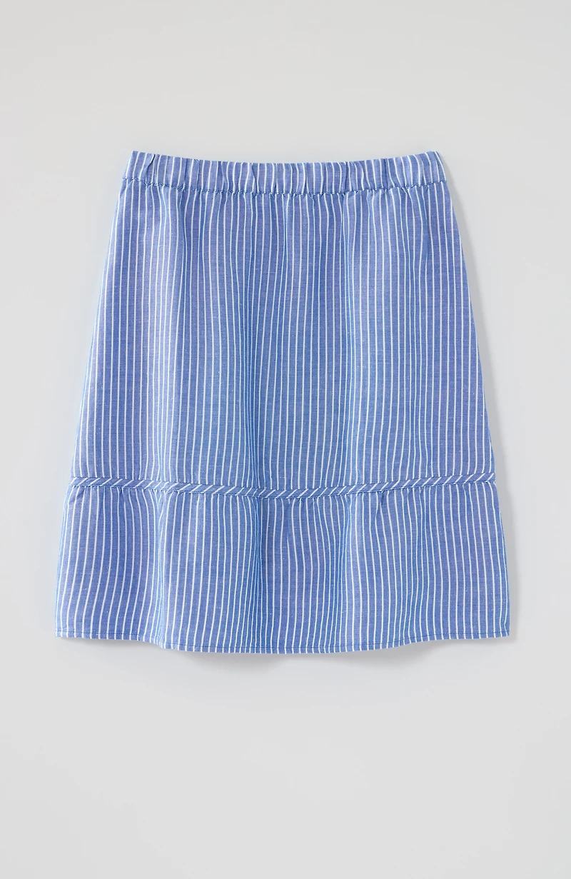 linen & rayon yarn-dyed skirt