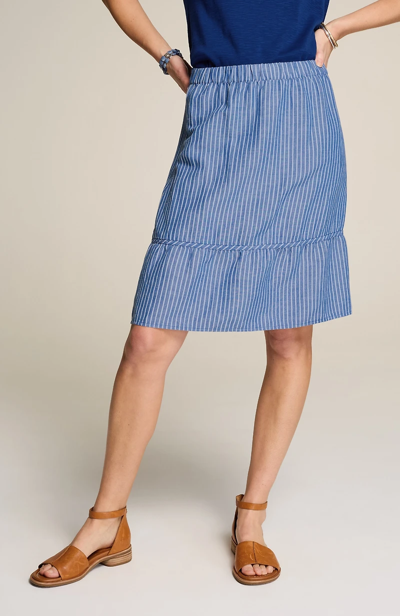 linen & rayon yarn-dyed skirt