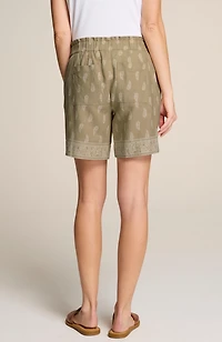linen & rayon pull-on shorts