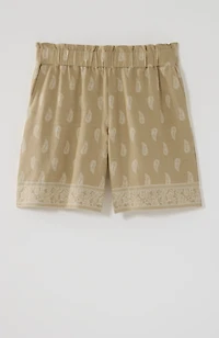 linen & rayon pull-on shorts