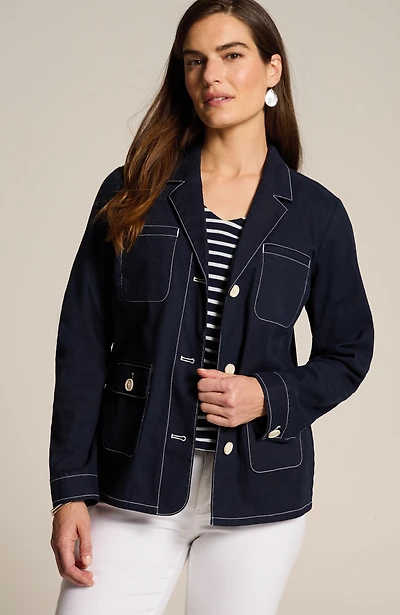 contrast-stitched jacket