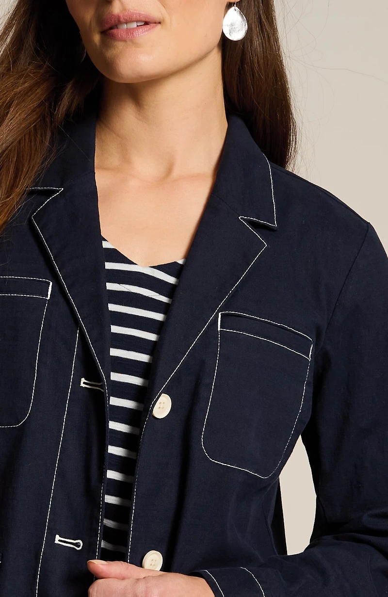 contrast-stitched jacket