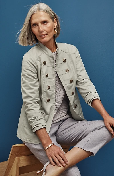 slub chino military jacket