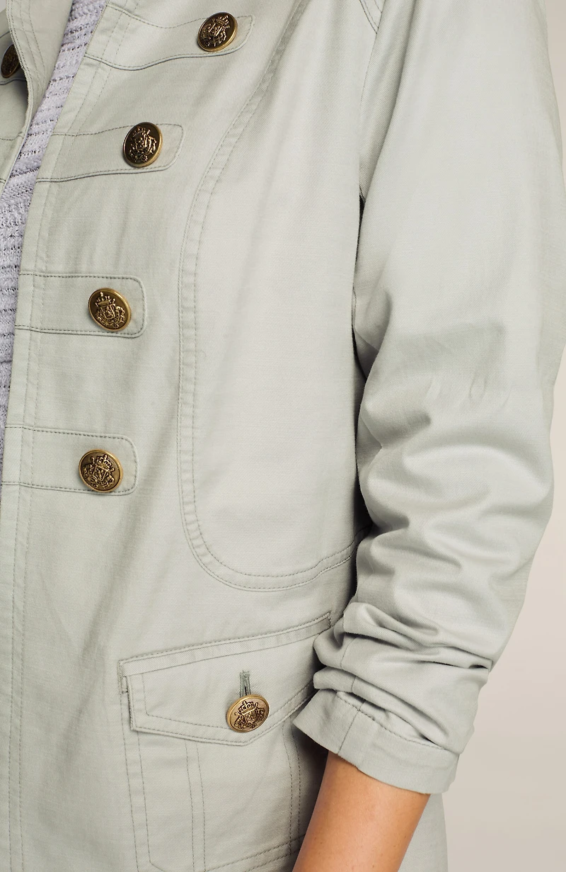 slub chino military jacket