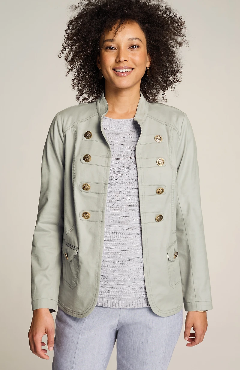 slub chino military jacket