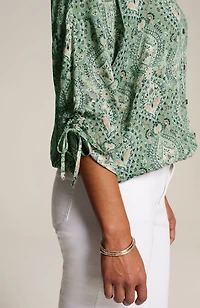 printed crinkle-textured top