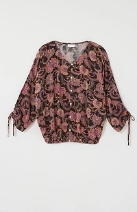 printed crinkle-textured top