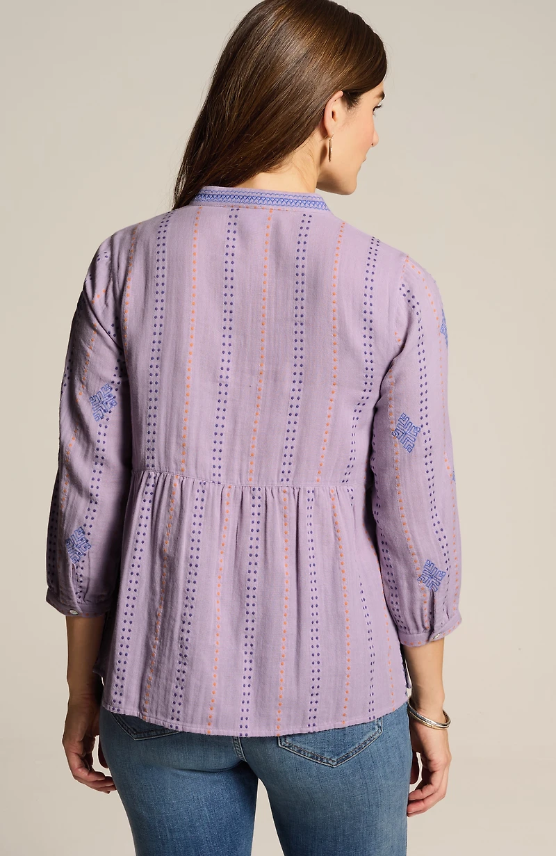 cotton-gauze embroidered popover