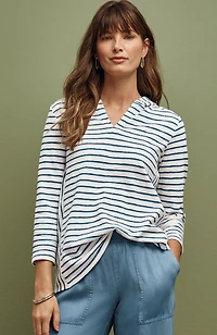mixed-stripes cotton hoodie