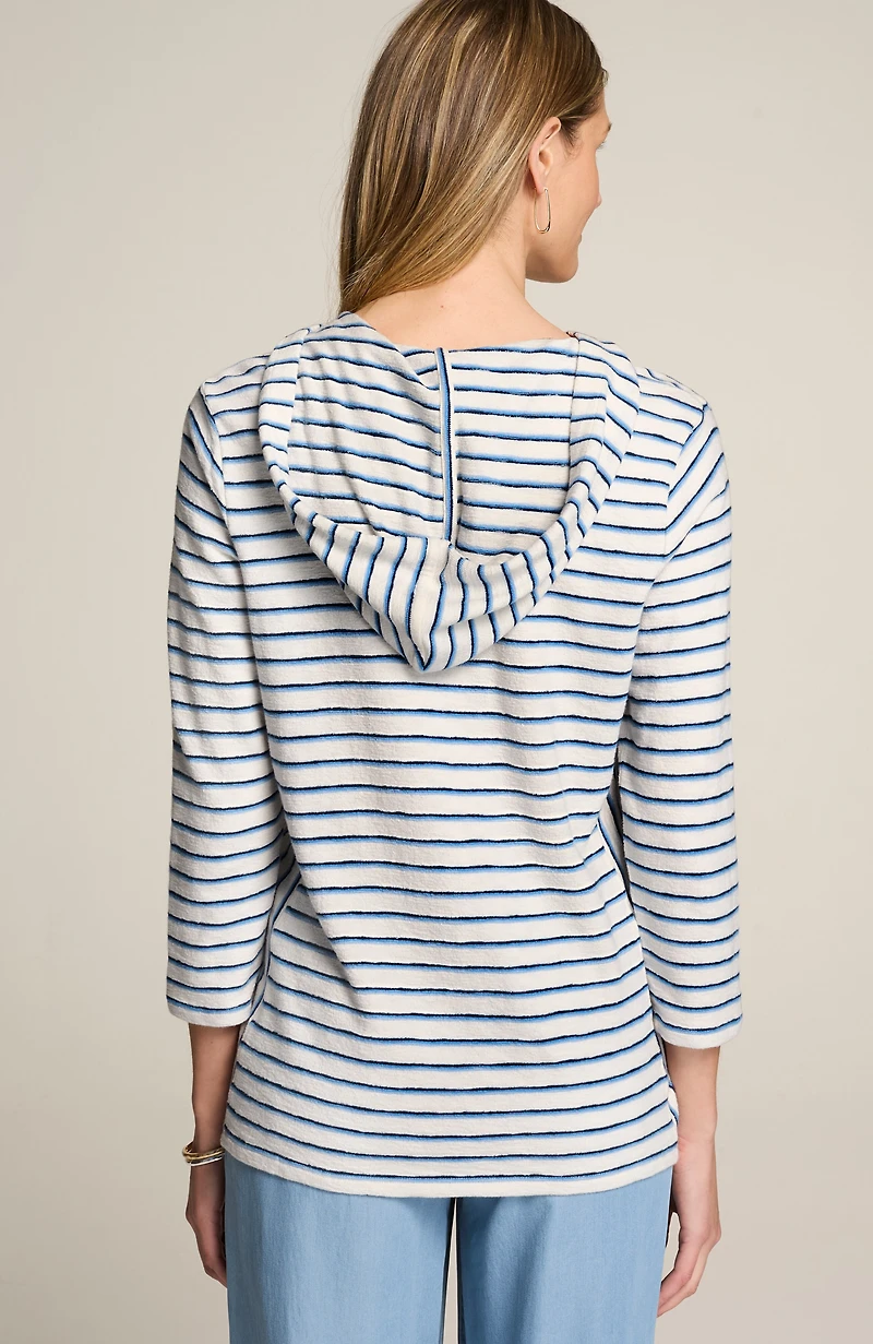 mixed-stripes cotton hoodie