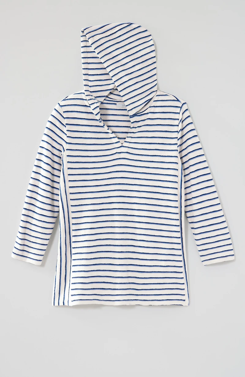 mixed-stripes cotton hoodie