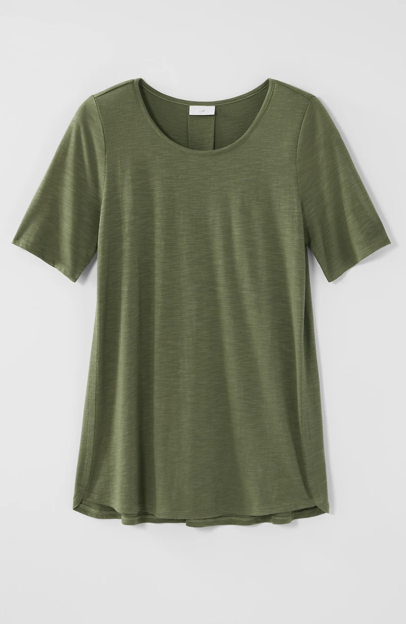 cotton-blend elbow-sleeve tunic