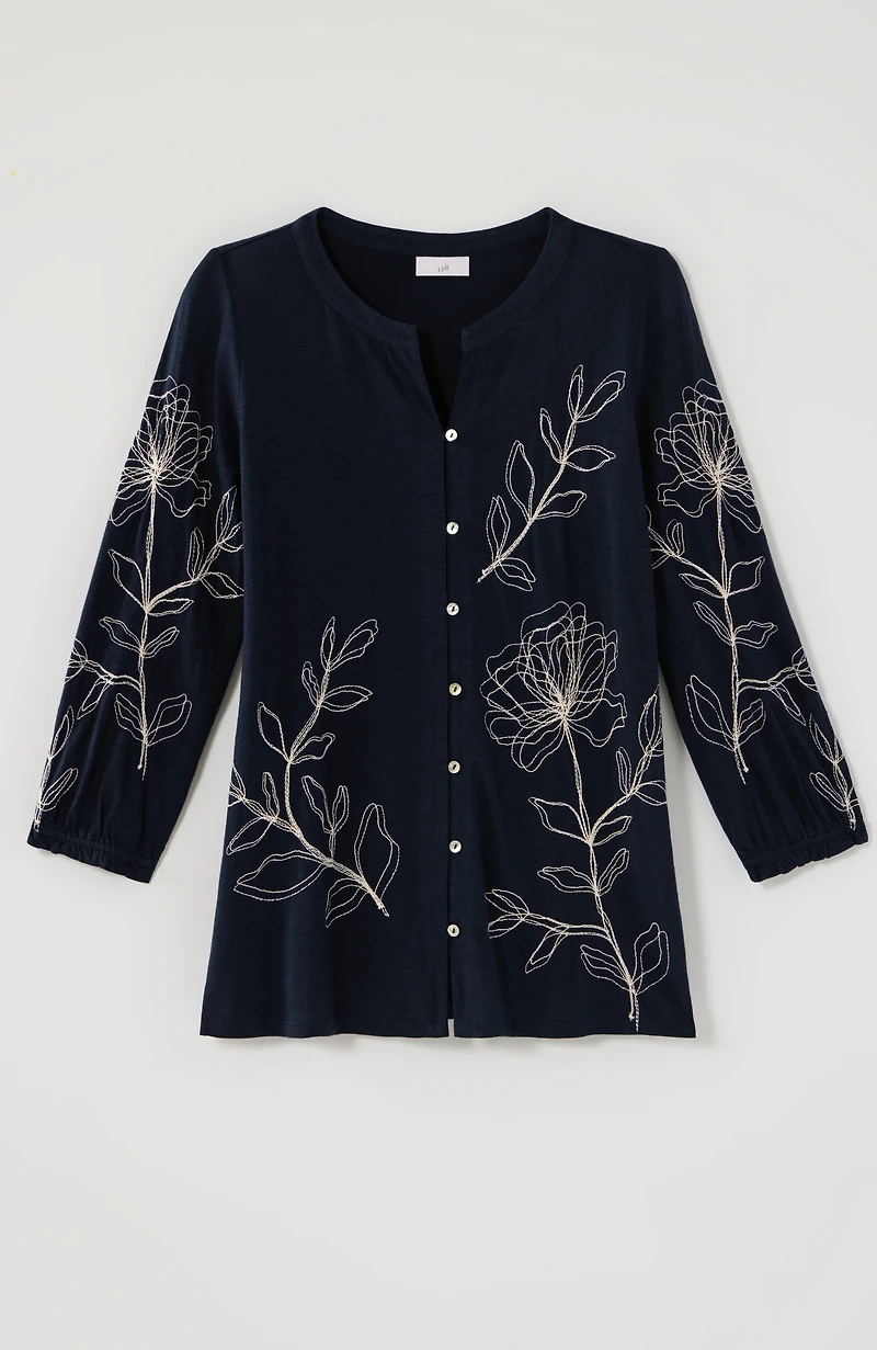 stencil-embroidered top