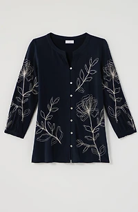 stencil-embroidered top