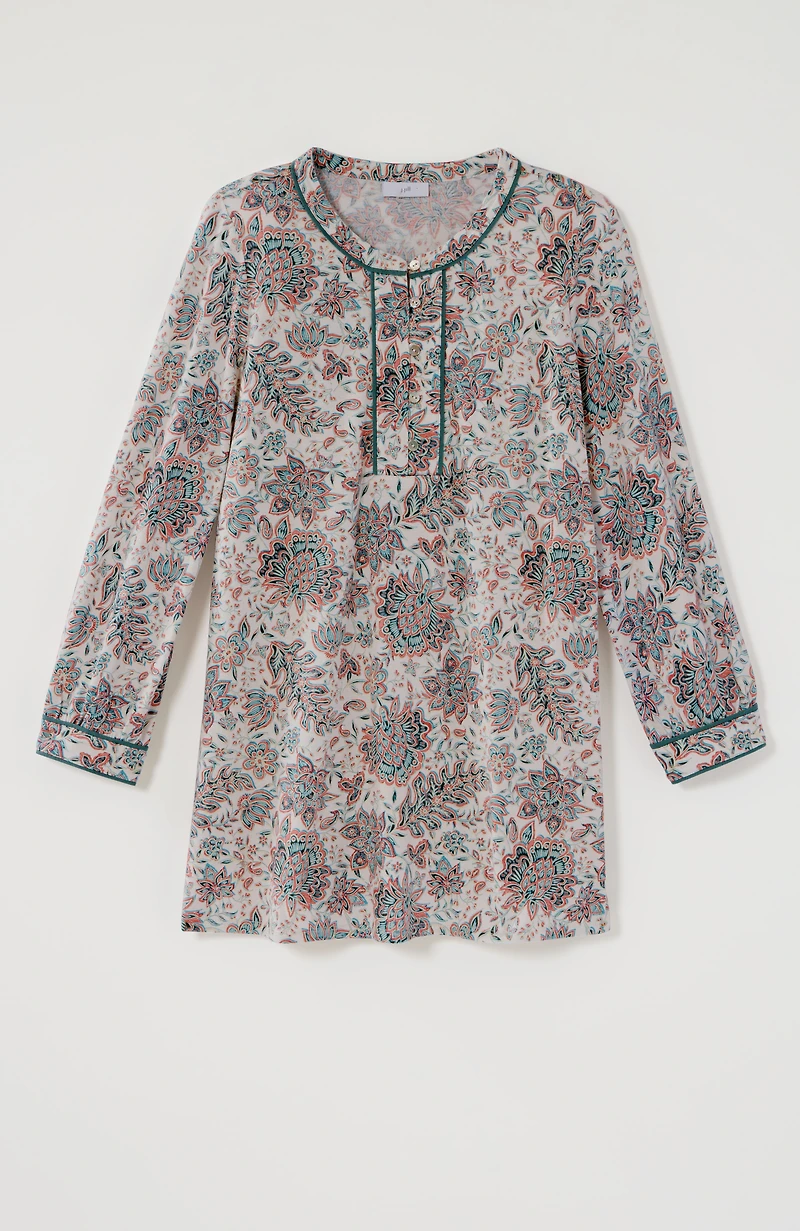 floral-printed piped tunic