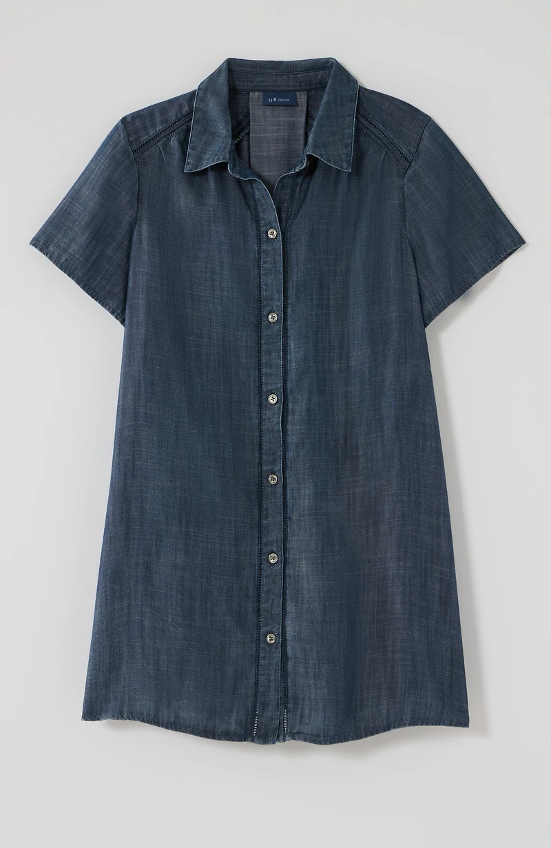 indigo button-front tunic