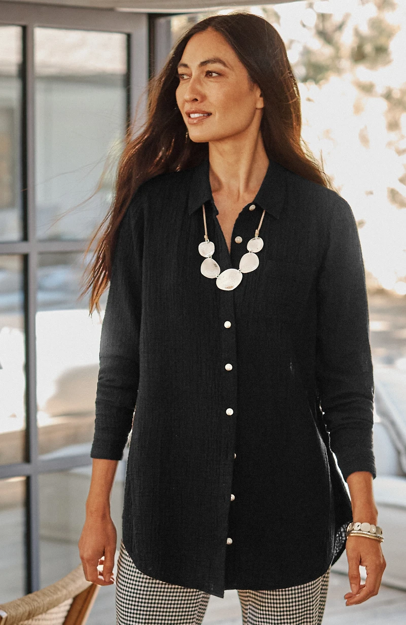 cotton-gauze a-line tunic