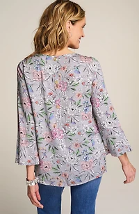 hummingbird-printed satin top