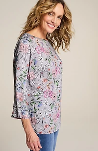 hummingbird-printed satin top