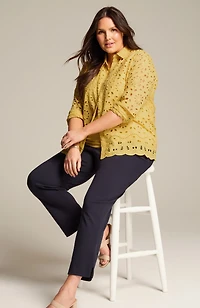 eyelet scalloped-hem shirt