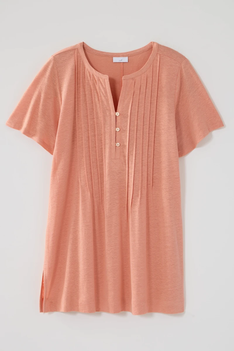 linen-blend flutter-sleeve tunic
