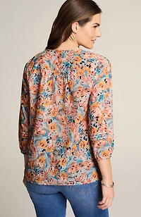 pintucked cotton voile top