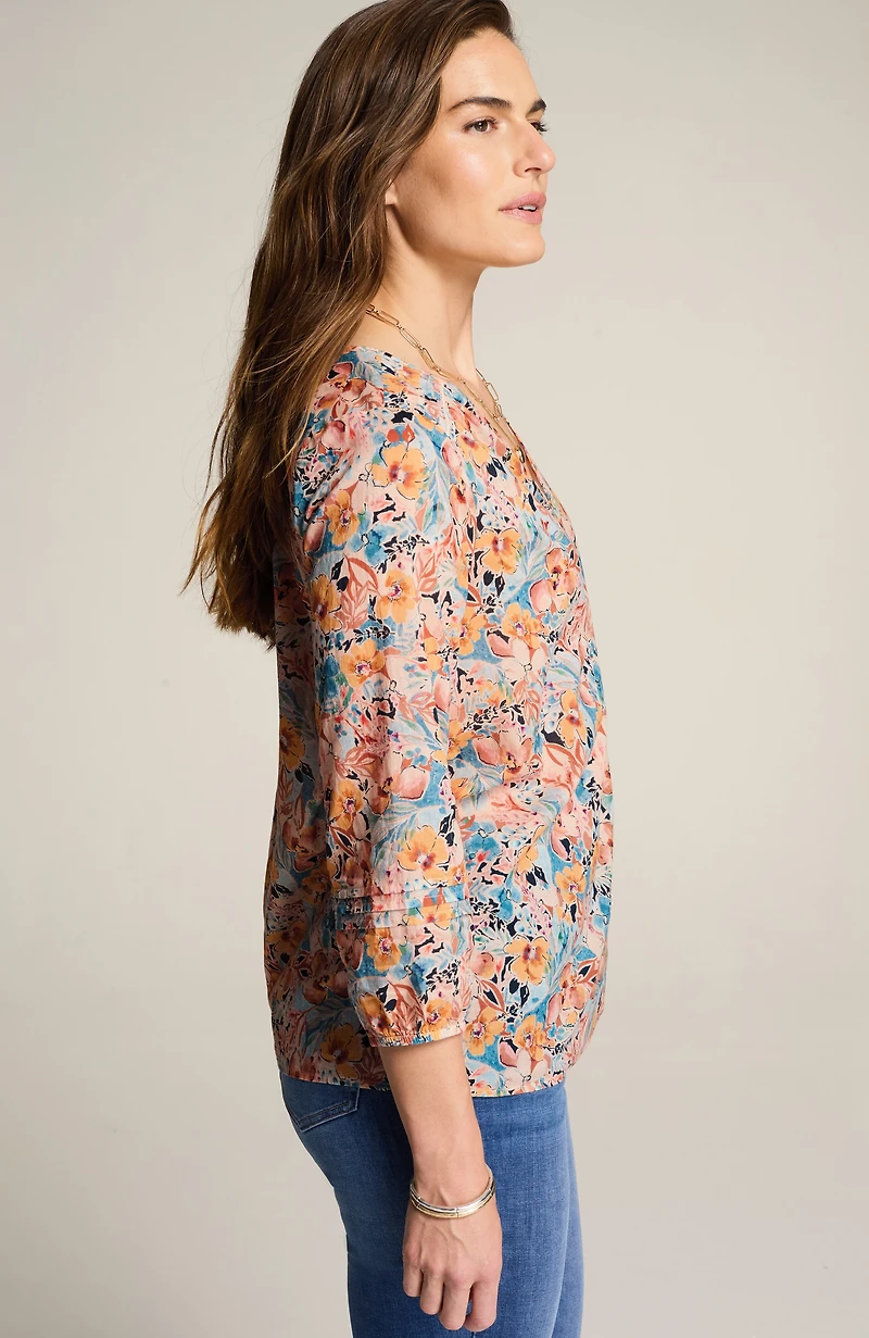 pintucked cotton voile top
