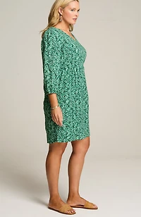 textured v-neck a-line dress