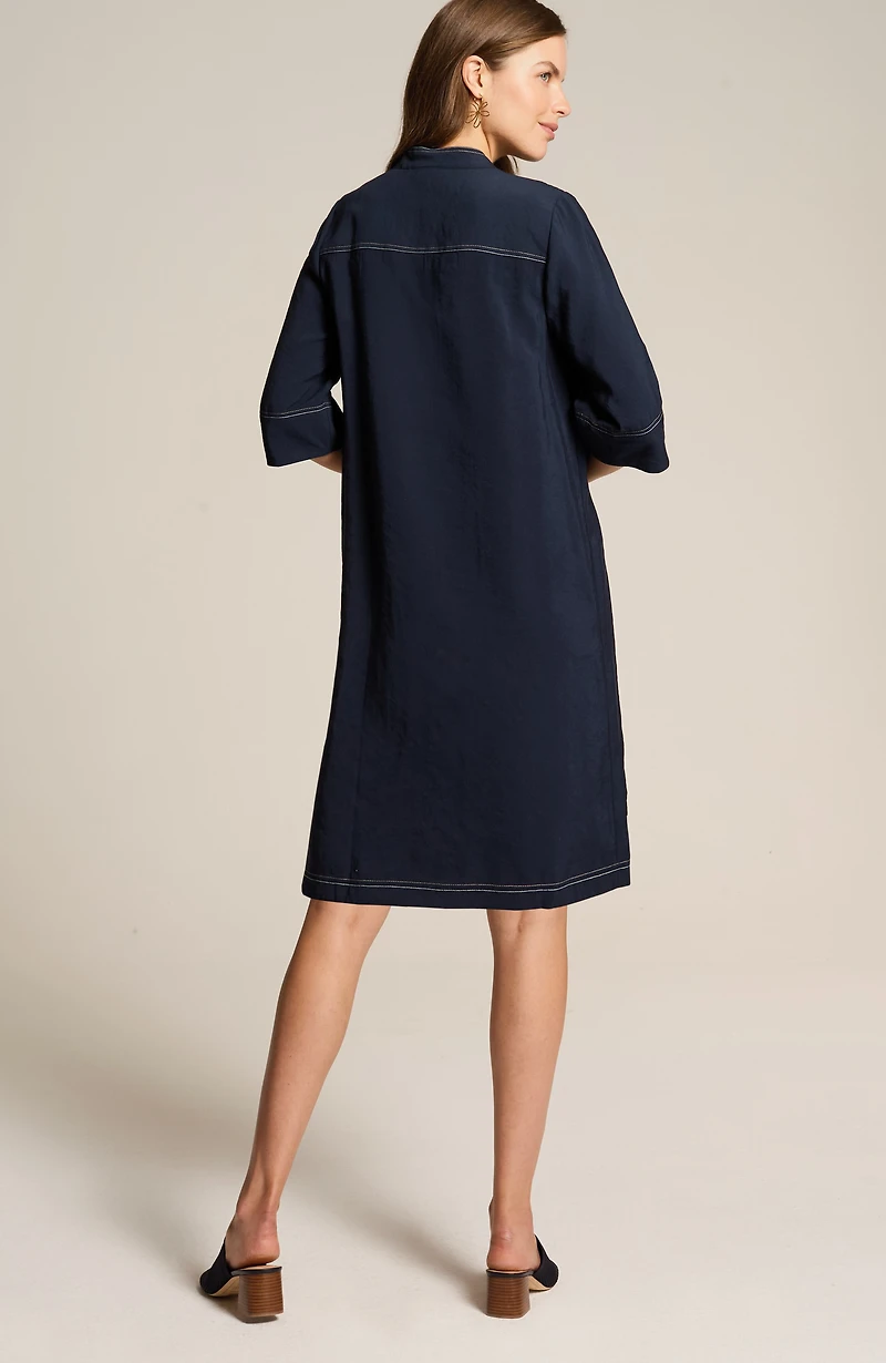 contrasting-stitch shirtdress