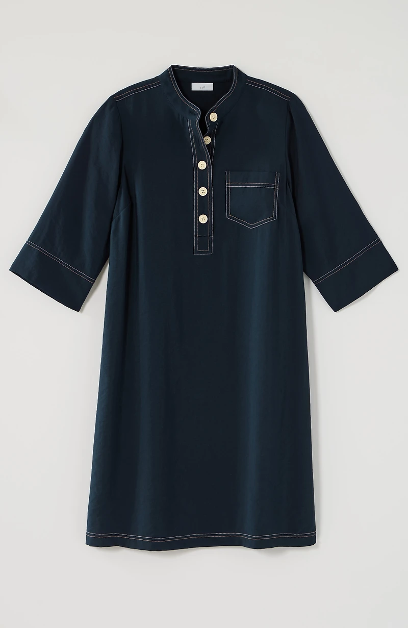 contrasting-stitch shirtdress