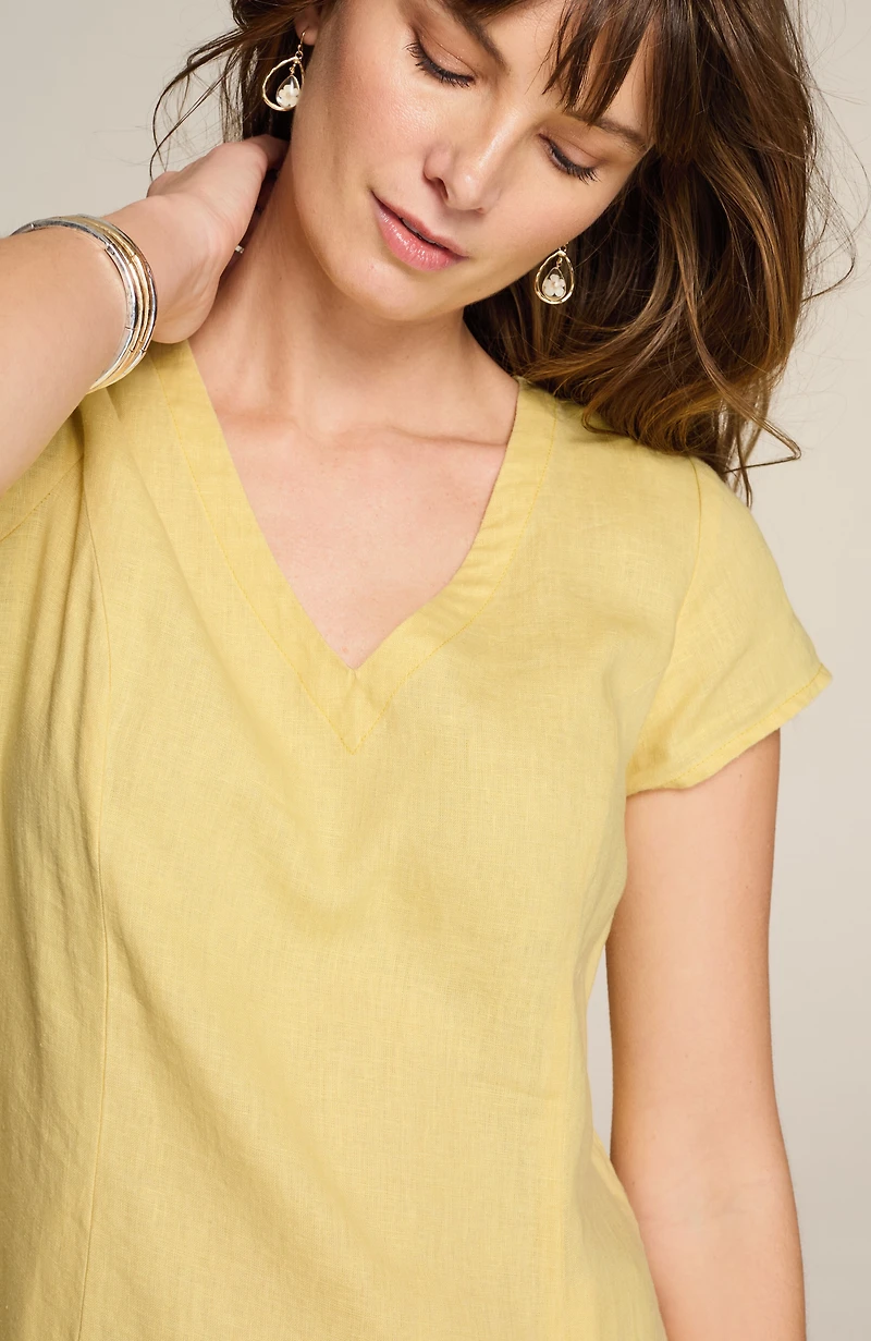 linen v-neck maxi dress