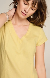 linen v-neck maxi dress