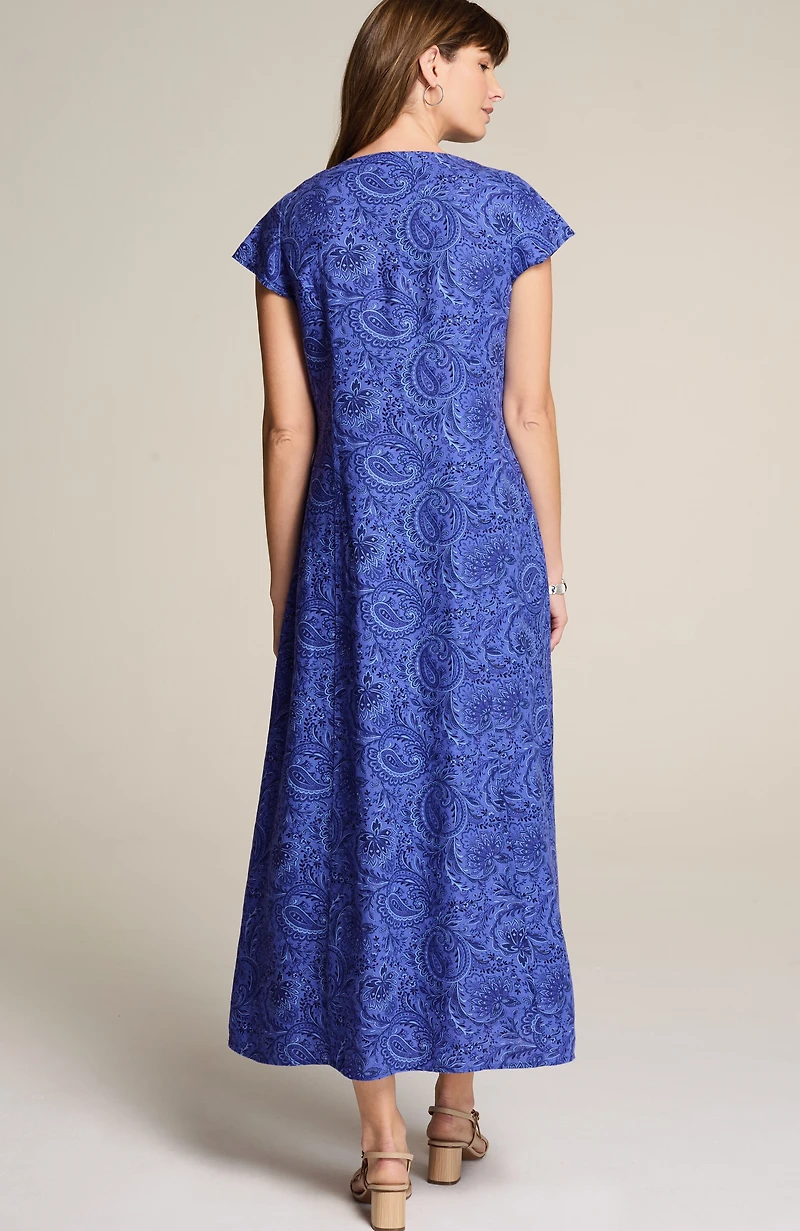 linen v-neck maxi dress