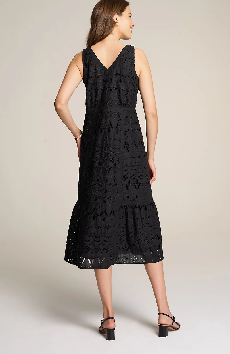 eyelet midi swing dress