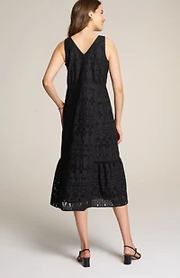 eyelet midi swing dress